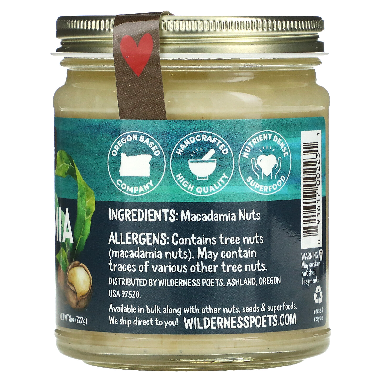 Raw Macadamia Butter, 8 oz (227 g)