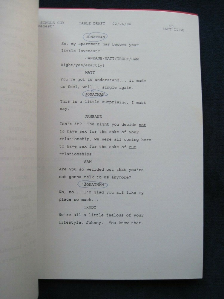ORIGINAL SCRIPT for TV's THE SINGLE GUY - LOVE NEST - JONATHAN SILVERMAN's COPY