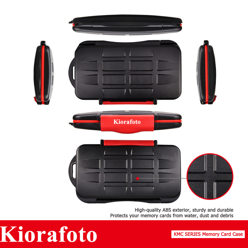 Red Water-Resistant Memory Card Case Holder Storage 12 SD SDHC SDXC+12 Micro SD
