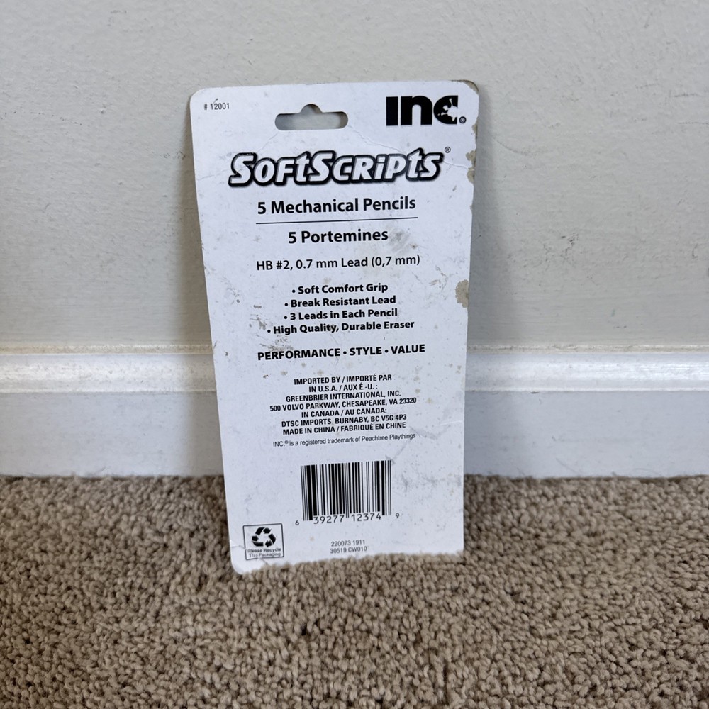 INC. Softscripts-5 Mechanical Pencils-0.7 mm.