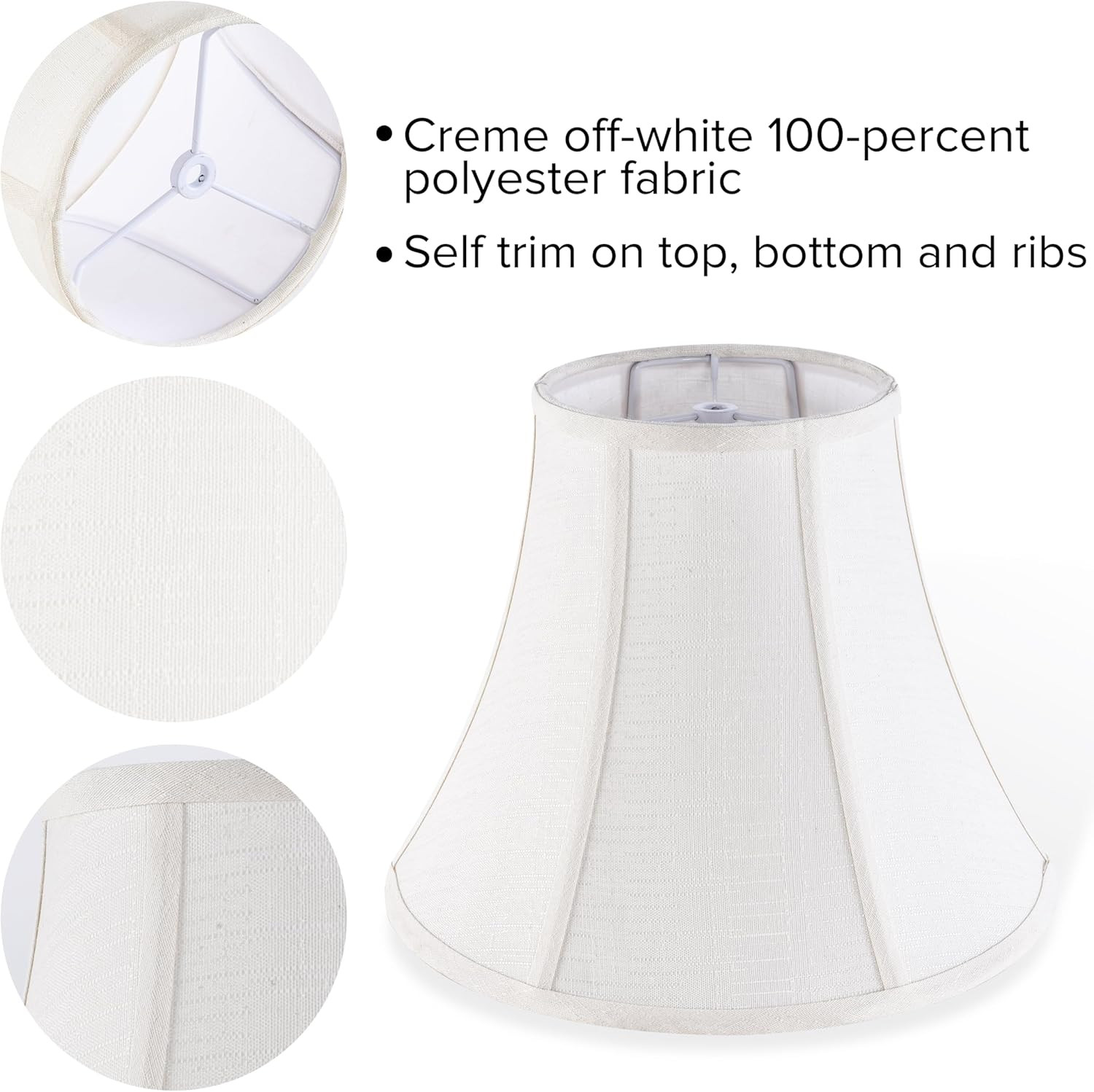 Creme White Bell Lamp Shades Set of 2 Medium Shade 6.7``Top X 13``Bottom X 10``H