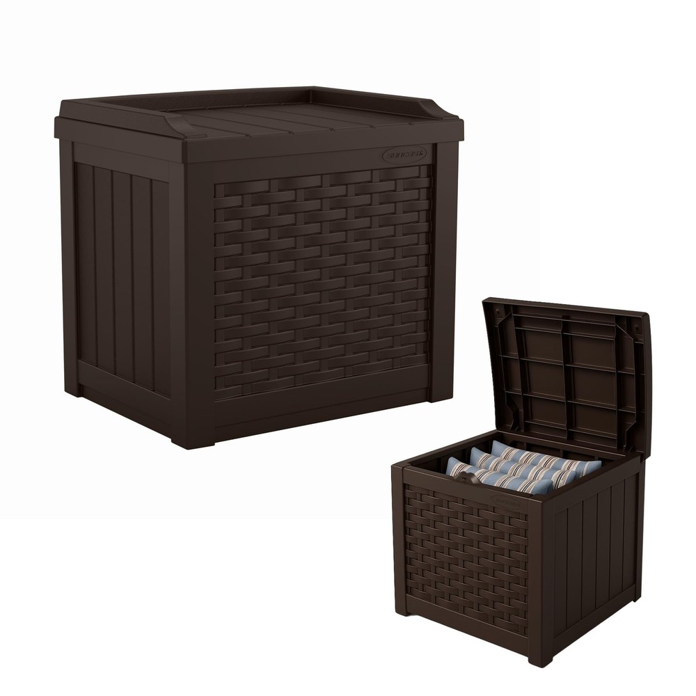 Outdoor Deck Box - 22 Gallon Java Resin Storage Weatherproof Patio Bin Container