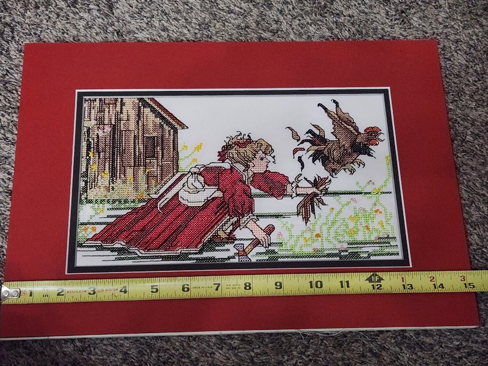 Professionally Matted Needlepoint Art Ready to Frame Dinner Time
