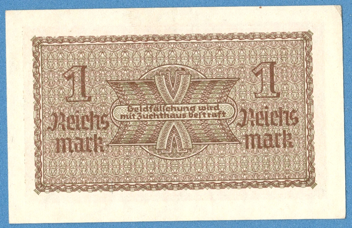 1940-45 GERMANY OCCUPIED TERRITORIES 1 RM EAGLE W/H SWASTIKA UNC 1131