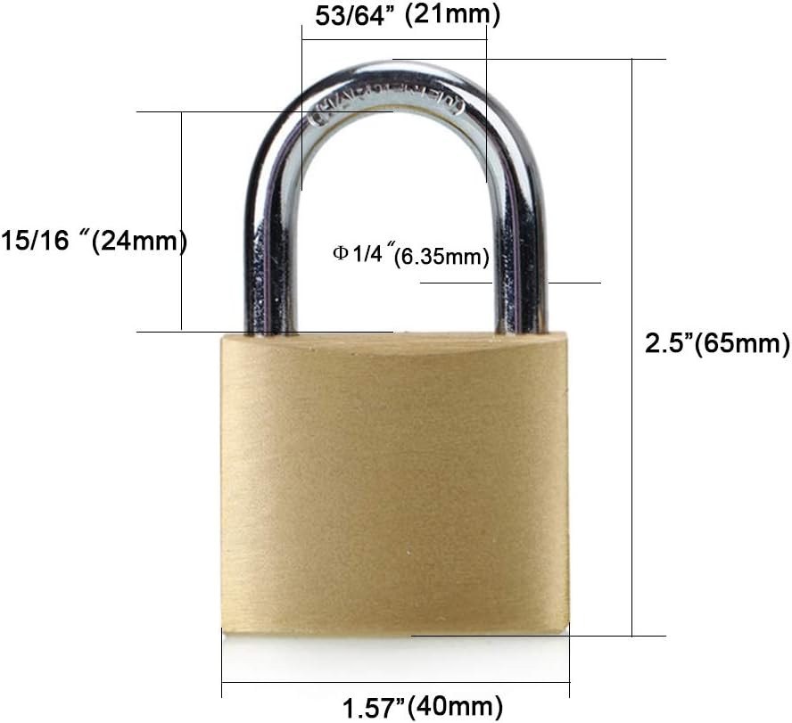 Solid Brass Same Keyed Padlock Keyed Alike locks-40mm-3pack
