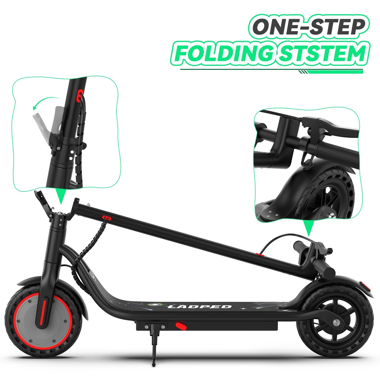 350W Electric Scooter for Adults, Up to 19 MPH, Folding E-Scooter, APP control