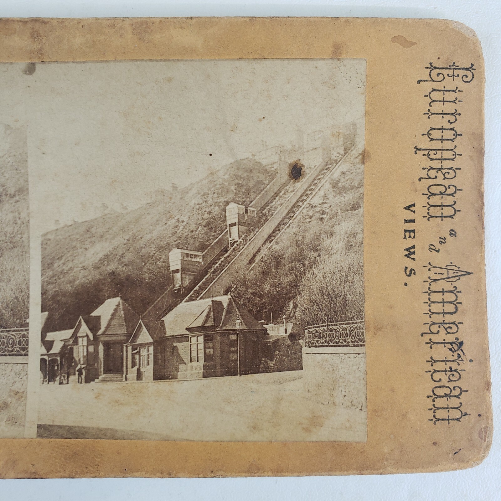 England Folkstone Leas Lift Kent Funicular Railway Elevator Stereoview E249