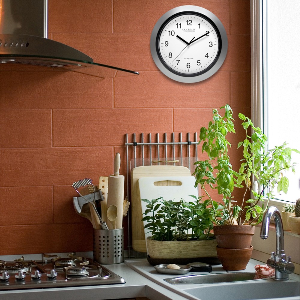 WT-3129S La Crosse Technology 12" Atomic Analog Wall Clock - Silver NIB