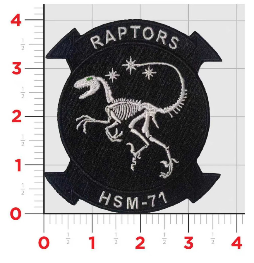 NAVY HSM-71 RAPTORS THROWBACK EMBROIDERED HOOK & LOOP PATCH