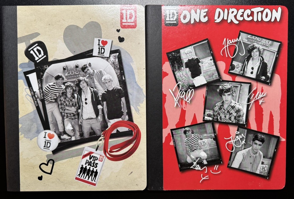 Two Unused 1D One Direction GROUP Notebooks 9.75" x 7.5"