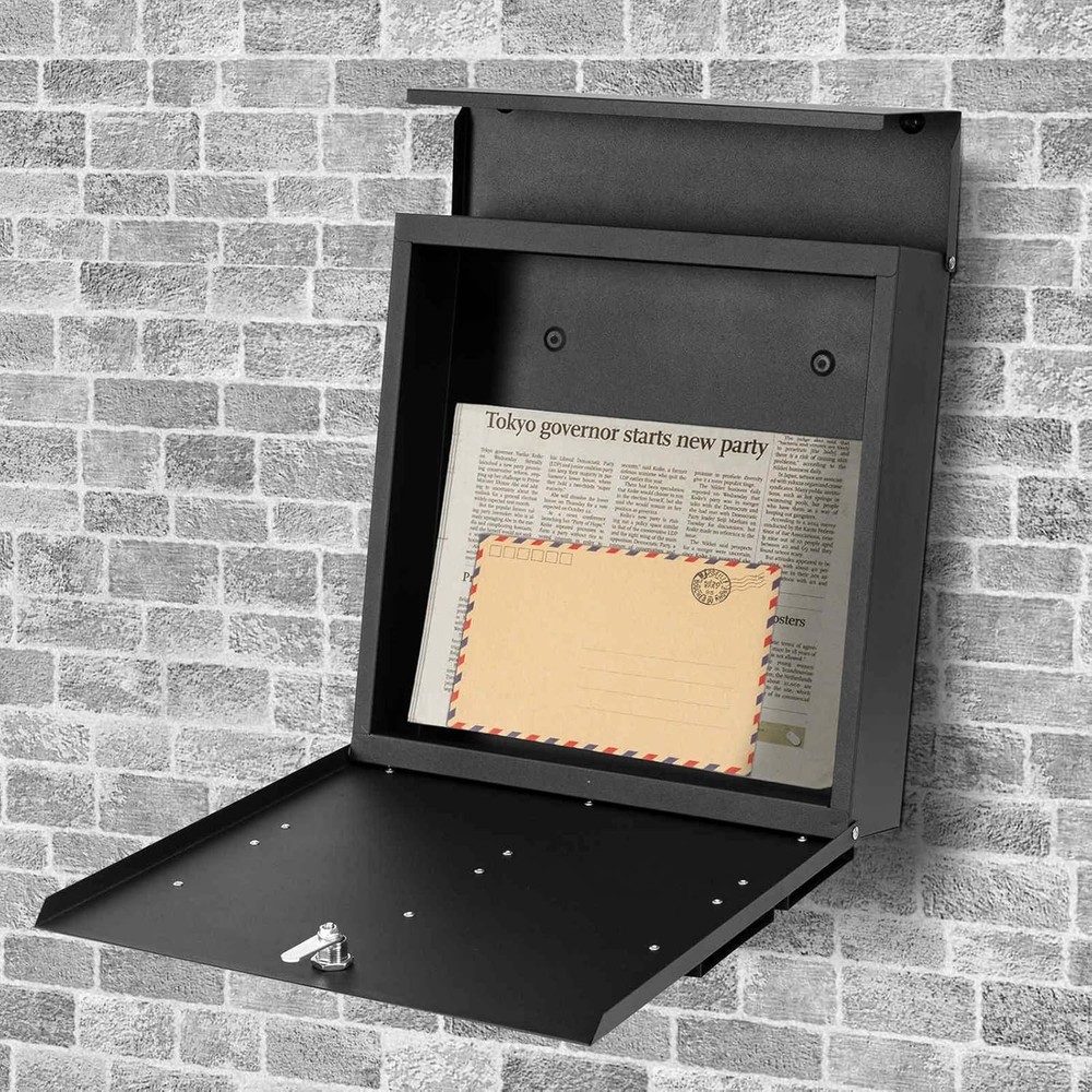 Wall-Mount Mailbox for House Outside, Security Key Drop Box with Lock and Keys