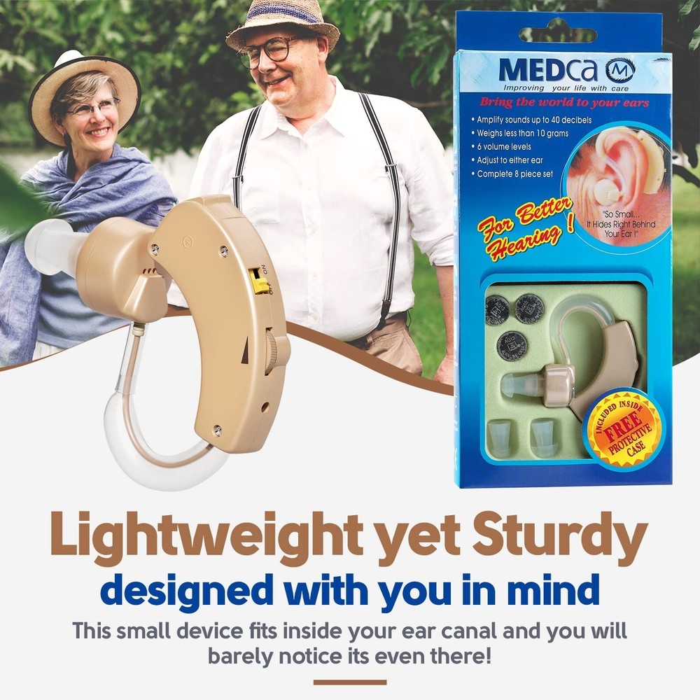 Digital BTE Hearing Amplifier - Noise Reduction, Volume Control, Lightweight
