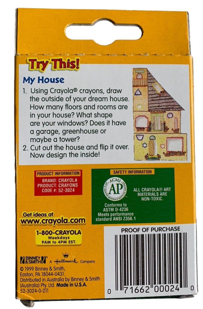 Vintage Crayola Crayons 24 Pack Binney & Smith With Box 1999