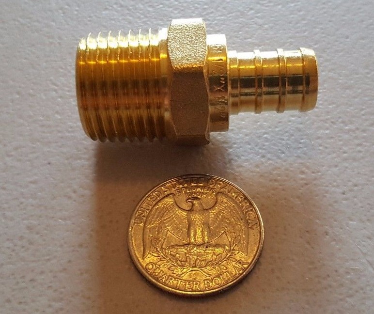 5) 1/2" PEX X 1/2"MALE NPT THREADED ADAPTER, PEX B CRIMP FITTING LEAD FREE BRASS