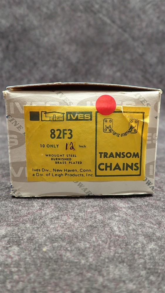 H.B. Ives 82F3-12" Transom Chain, Solid Brass Construction, Polished (G17)