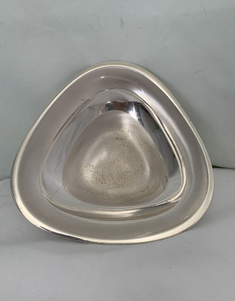 WMF Ikora Silver Plated Triangular Bowl 6" Germany Tarnish Resistant Vtg Flaw