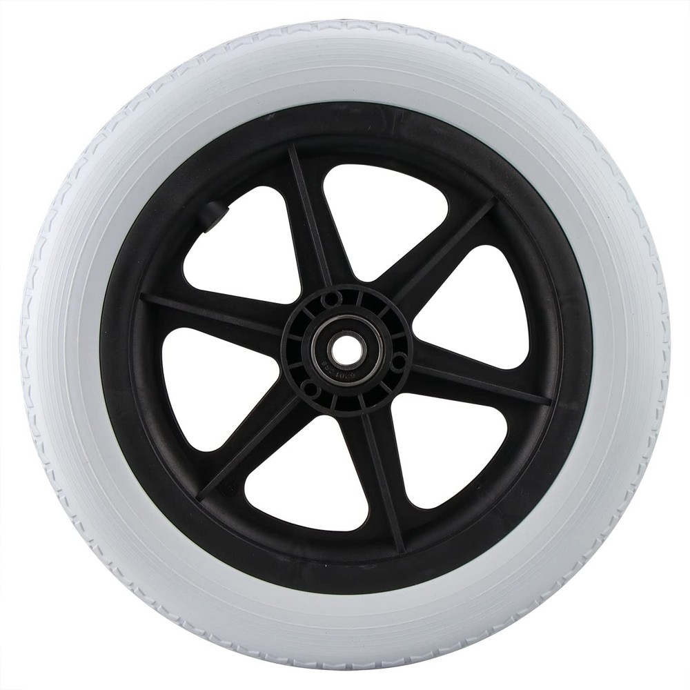 Wheelchair Wheels Assembly Pair 12" Rear Gray Solid Tire Replacement