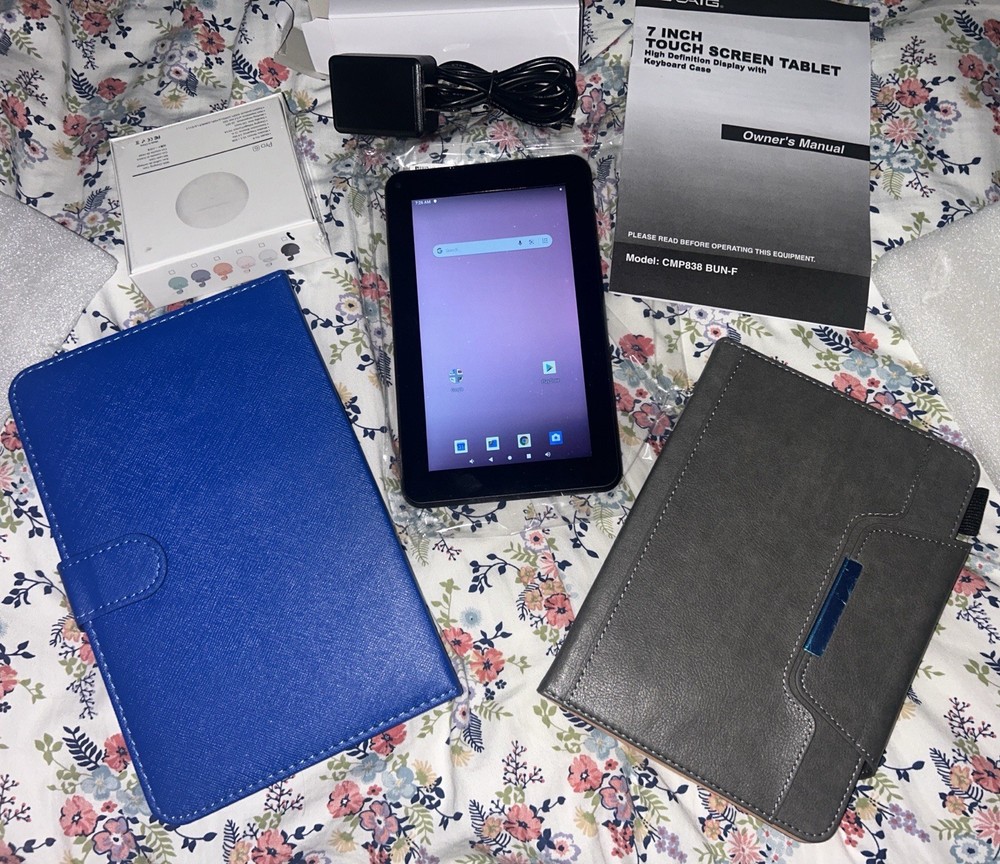 Icraig 7 Inch Android Tablet Wireless Earbuds Cases Keyboard Bundle New