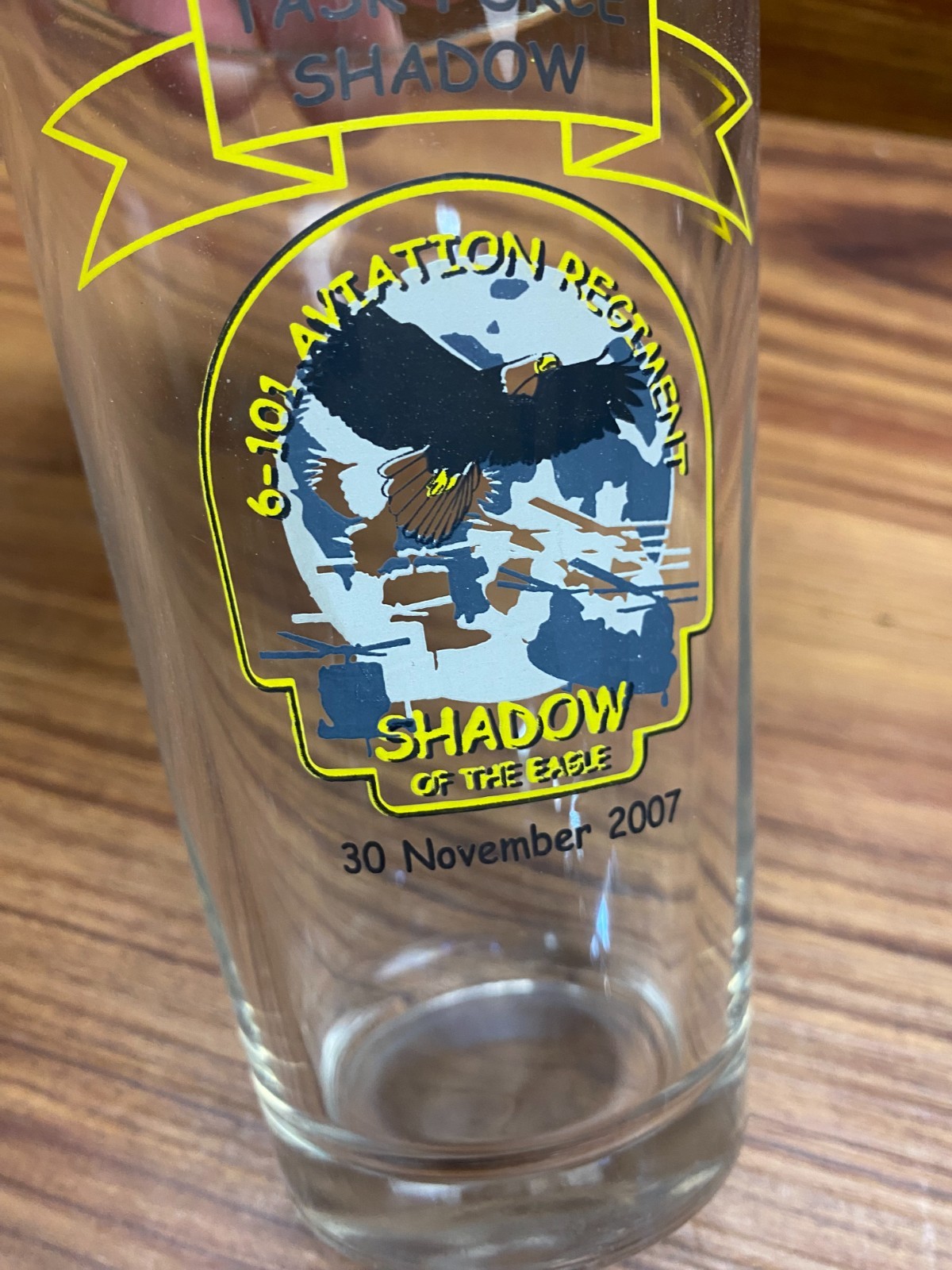 Army Task Force Shadow Eagle 6-101 Aviation Regiment Beer Pint Glass Nov. 2007