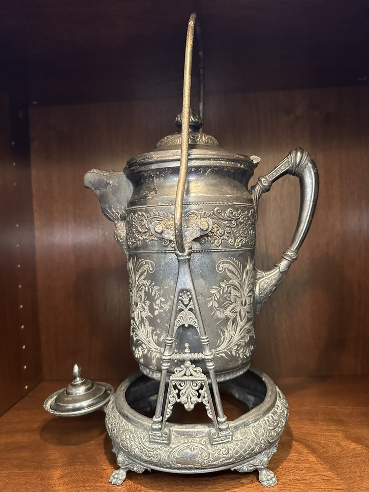 Meriden Quadruple Silver Plated Tipping Cold Water Coffee Pot_1880 351 1/2