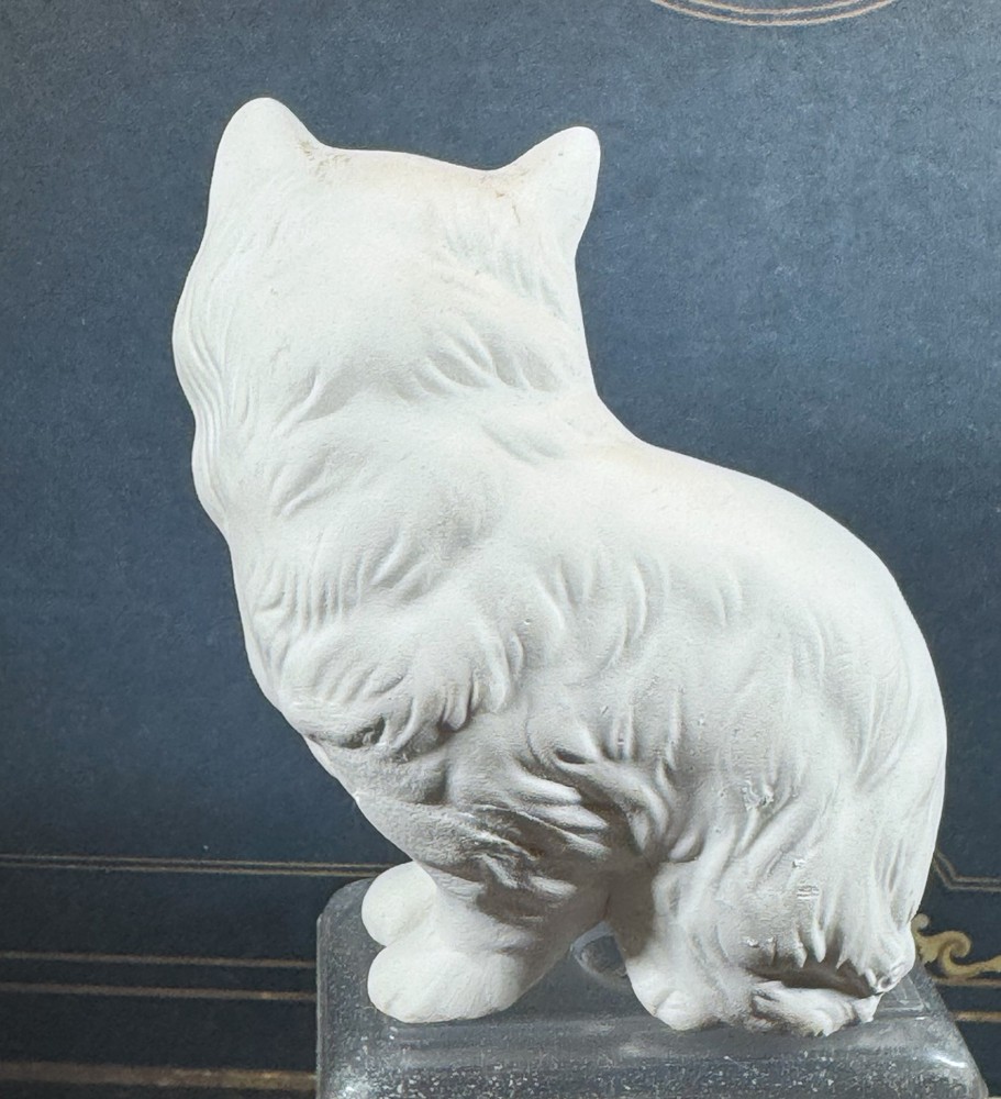 Small Persian Cat Figurine-Unpainted Ceramic Bisque