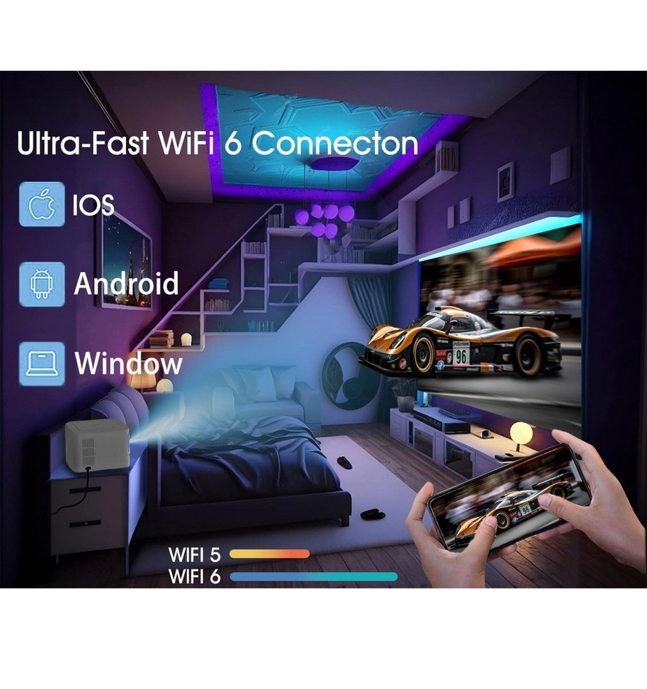 Hasatek 800 ANSI Bluetooth Projector, New