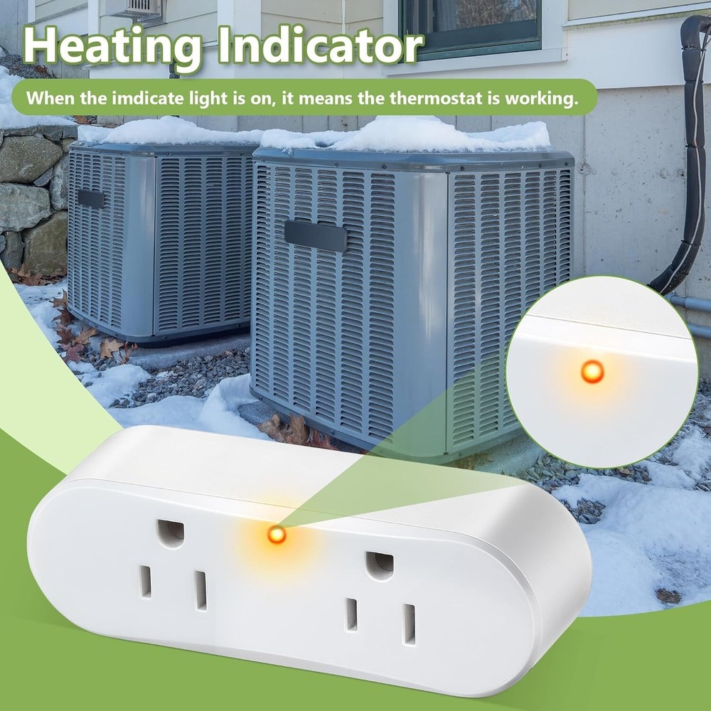 Thermostatically Controlled Outlet Temperature Outlet Plug Auto Turn on Below