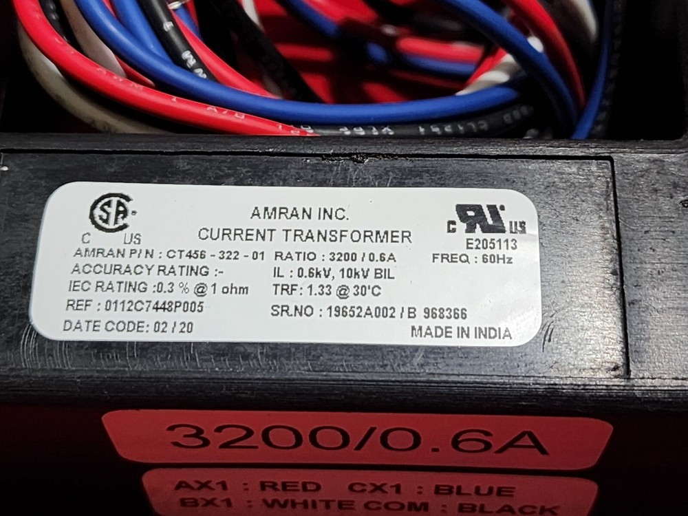 Amran Three Phase Rectangular Current Transformer 3200/0.6 ratio. Made for ABB