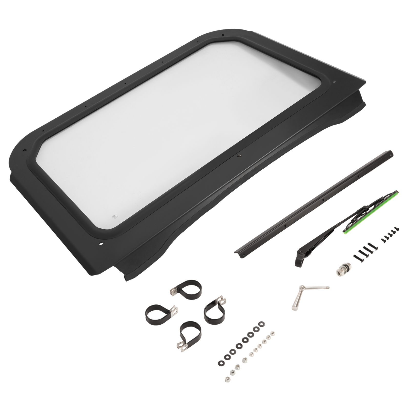 Clear Full Glass Windshield W/ Wiper Black For Polaris RZR 570 800 XP 900 08-14