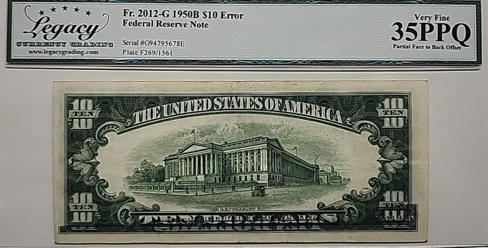 FACE TO BACK OFFSET ERROR 1950B 10$ LEGACY35 5678E