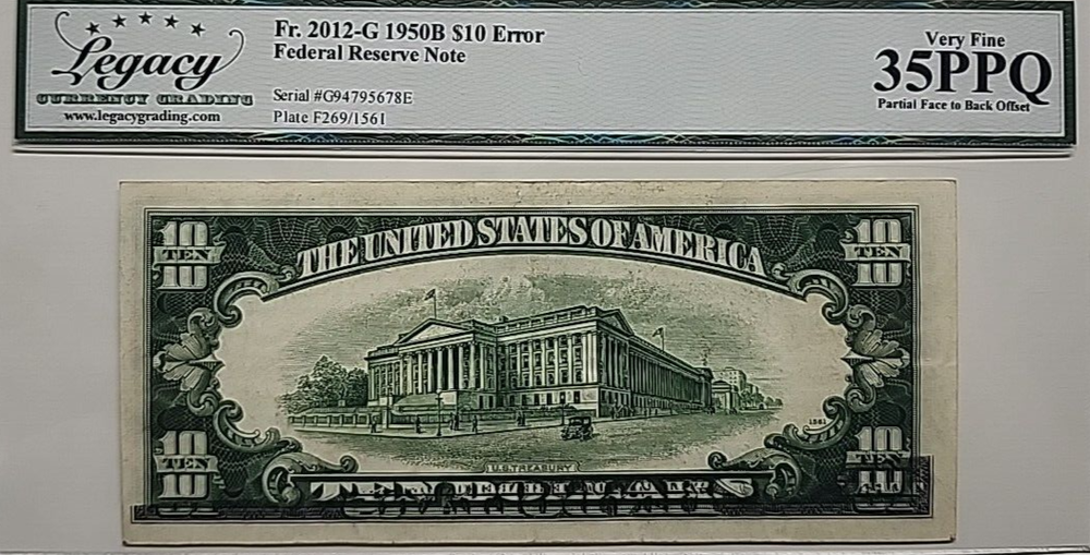 FACE TO BACK OFFSET ERROR 1950B 10$ LEGACY35 5678E