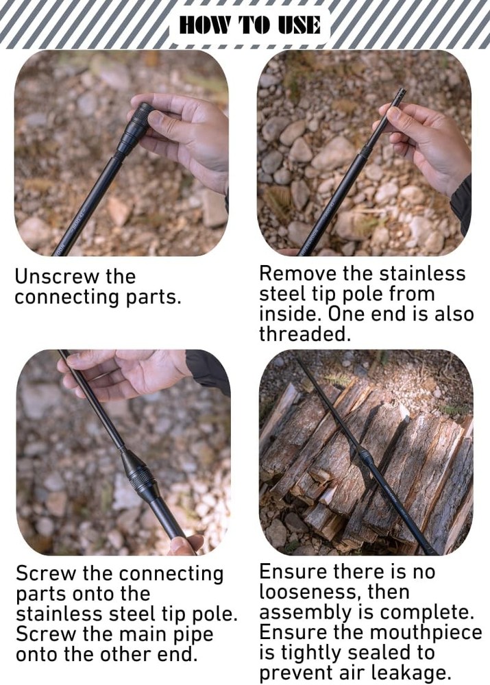 camping moon Fire Blowing Stick Split Type Compact Fire Starter Grill Starter Bl