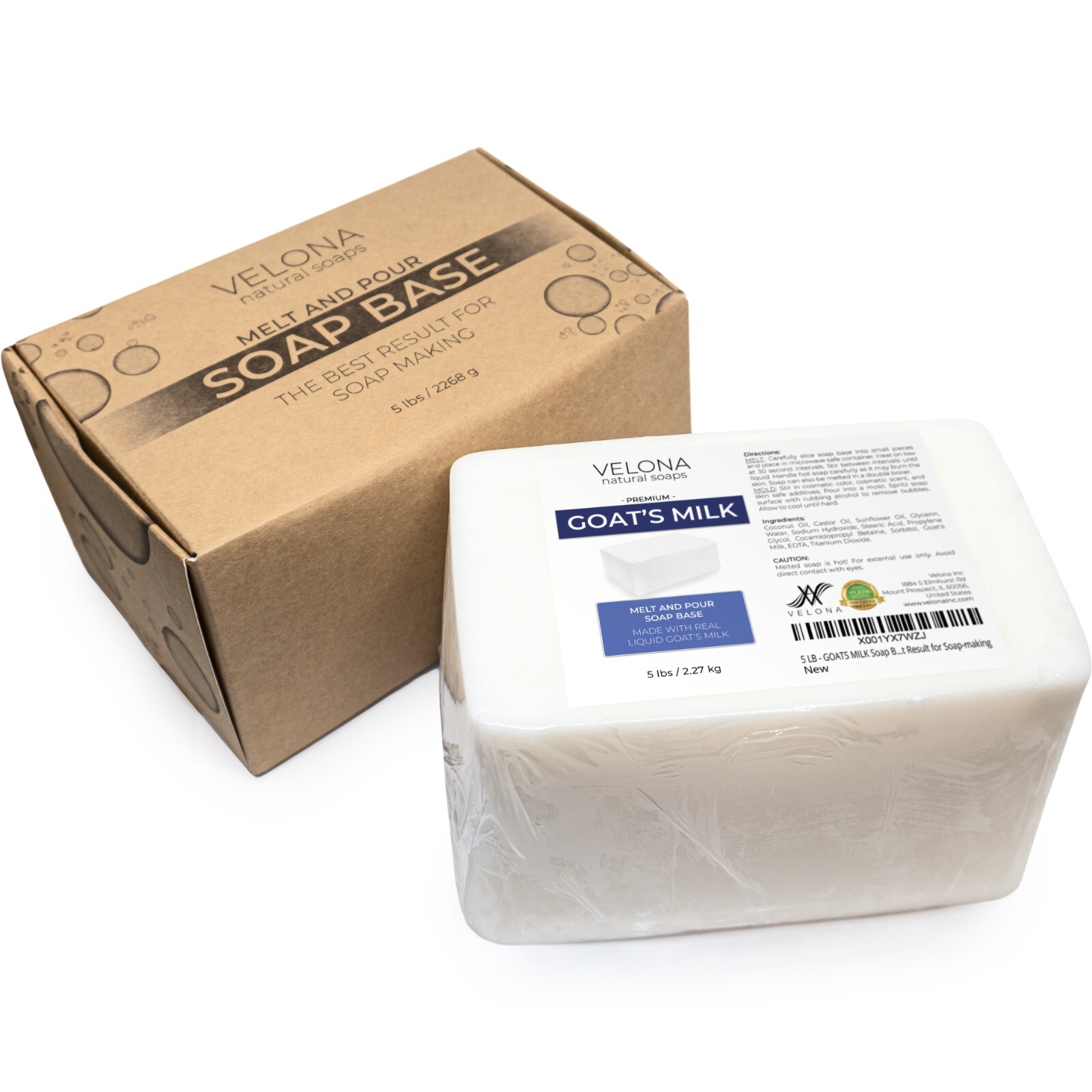 5 LB - GOATS MILK Soap Base by Velona | SLS/SLES free | Melt and Pour