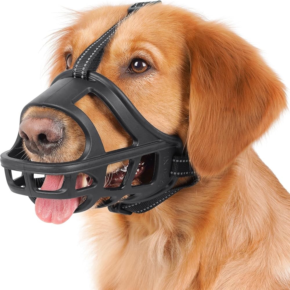 BARKL Dog Basket Muzzle for Medium & Lar Dogs, Humane Ca Muzzle