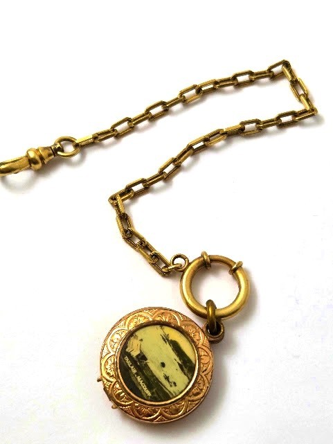 Vintage Pocket Watch Chain with Tarlair Macduff Souvenir Fob, 1940's