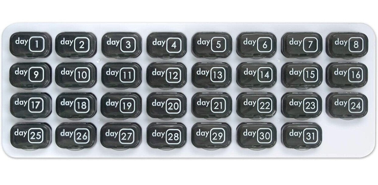 31 Day Monthly Pill Organizer Medication Pod Compartment Planner Box Travel Case