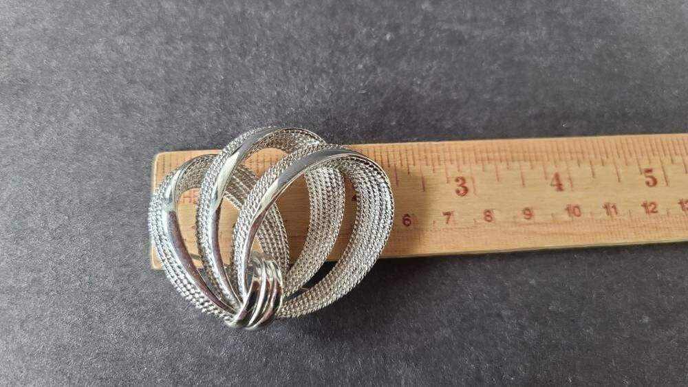 Monet Silver Triple Loop Bow Brooch