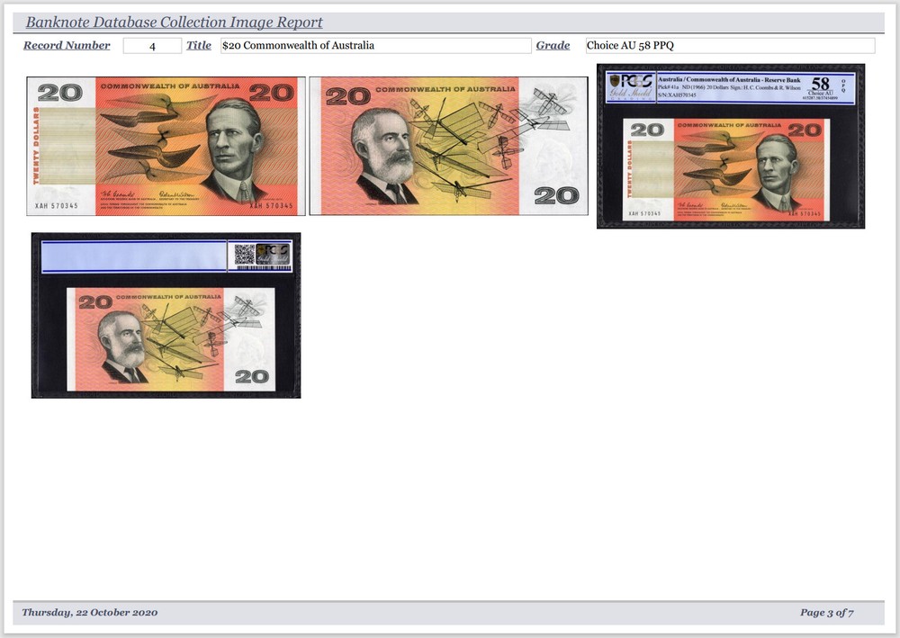 Banknote Collector Database Professional Software for Windows on USB