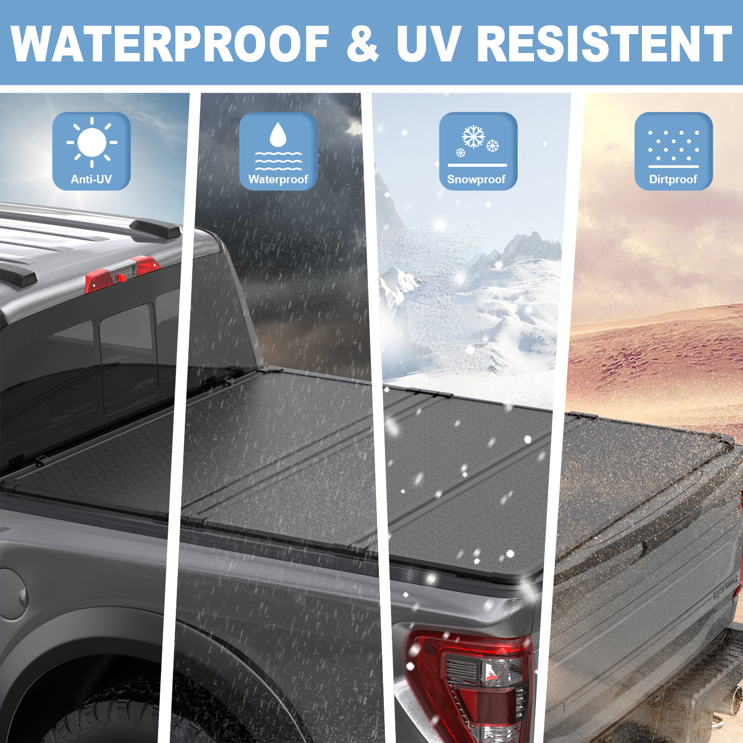 5ft Hard Tonneau Cover Truck Bed Solid For 2020-2024 Jeep Gladiator Jt 3-Fold