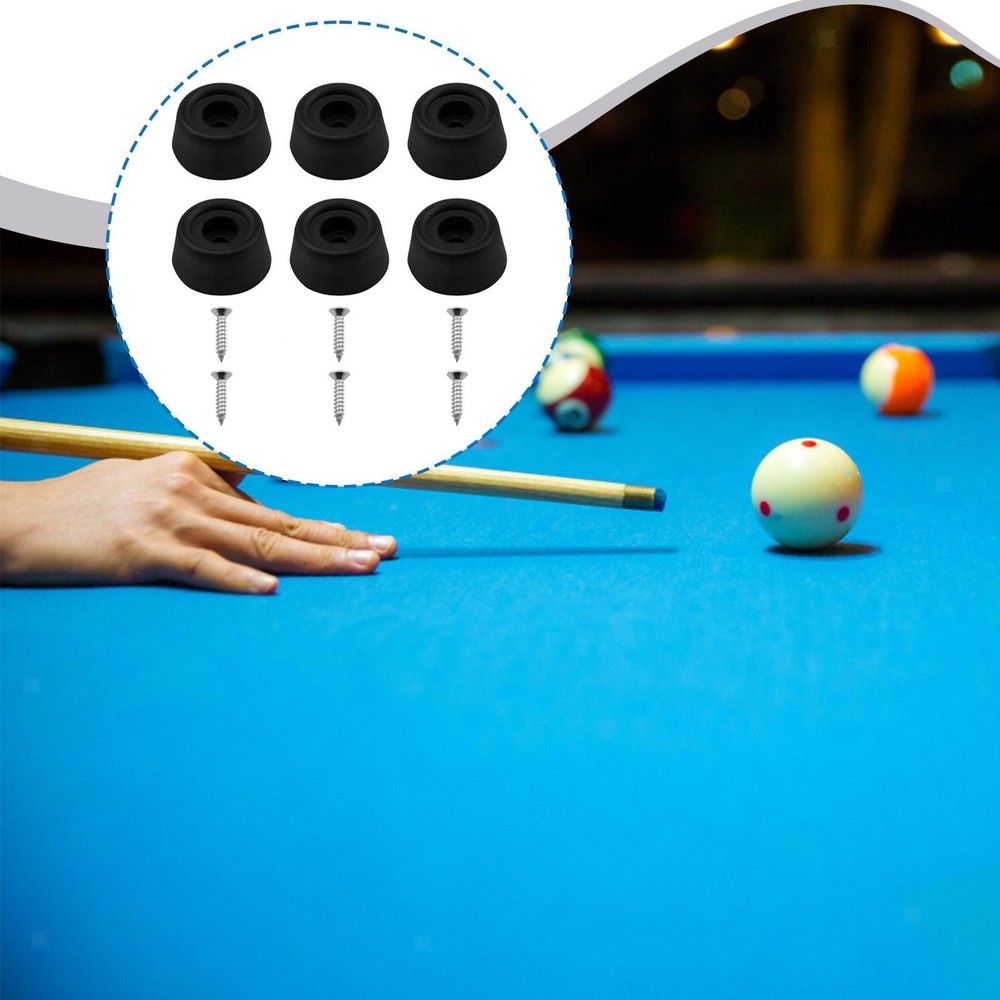 6x Billiard Cue Bottom Plug Black Protector Replacement Rubber Practical