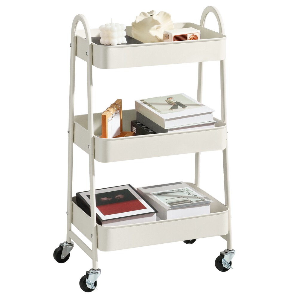 Trolley 3 Tier Mobile Storage Organizer Small Rolling Cart Kitchen Bathroom Dorm