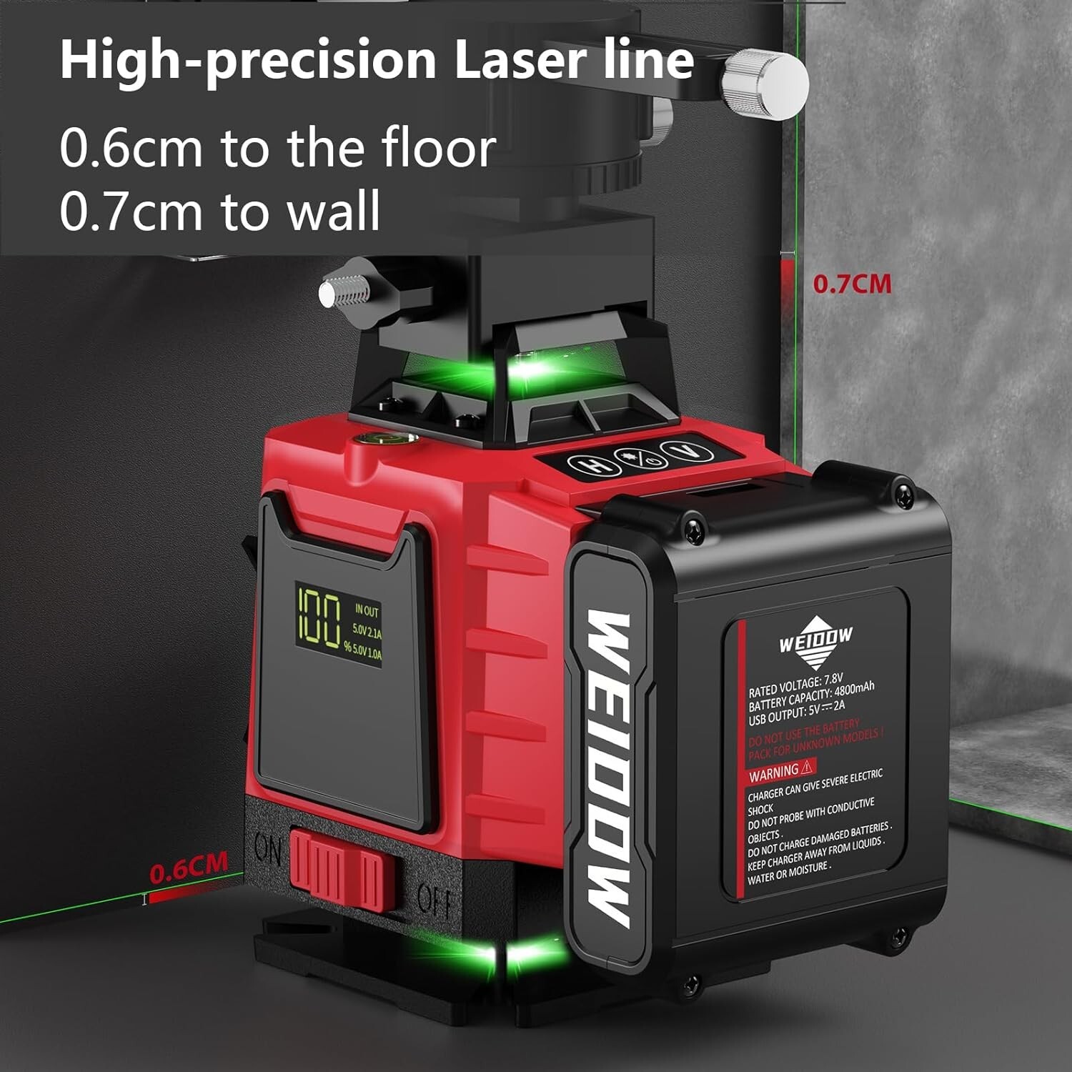 16 Lines Laser Level Self Leveling Accurate 4×360° with 4800 mAh Battery