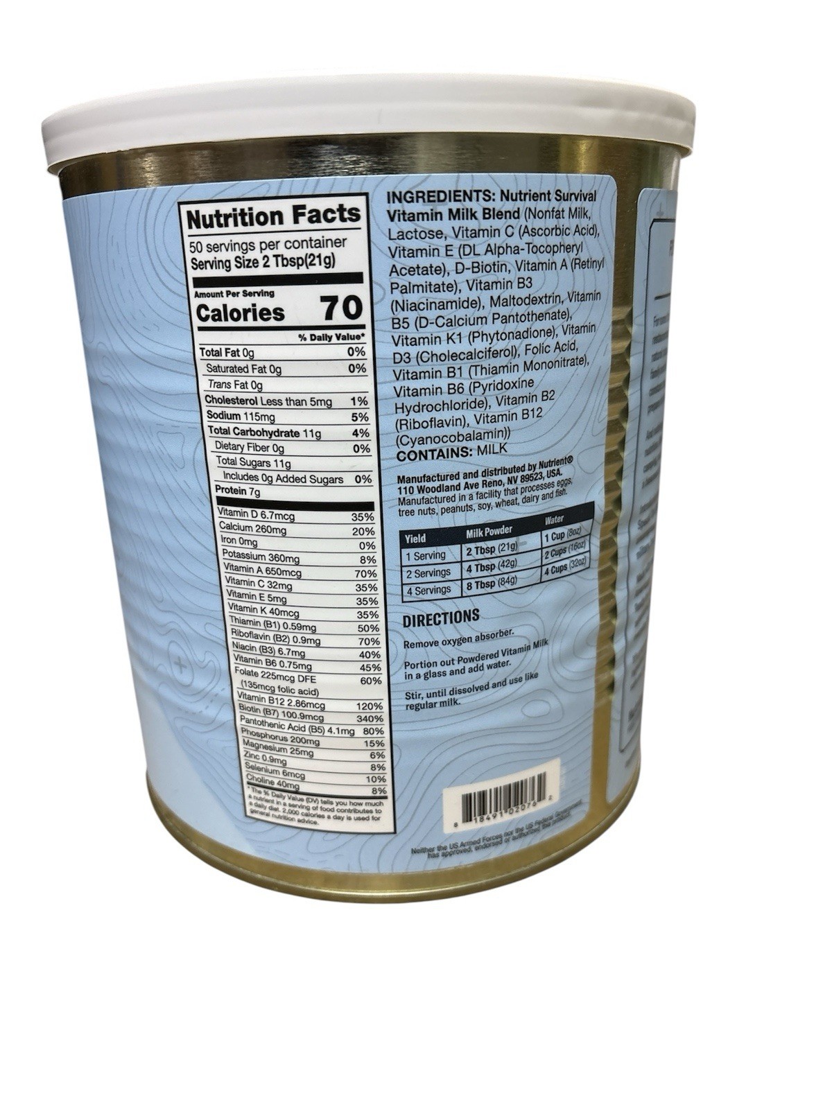 Vitamin Powdered Milk, Freeze Dried Prepper Supplies & Emergency Food Supply