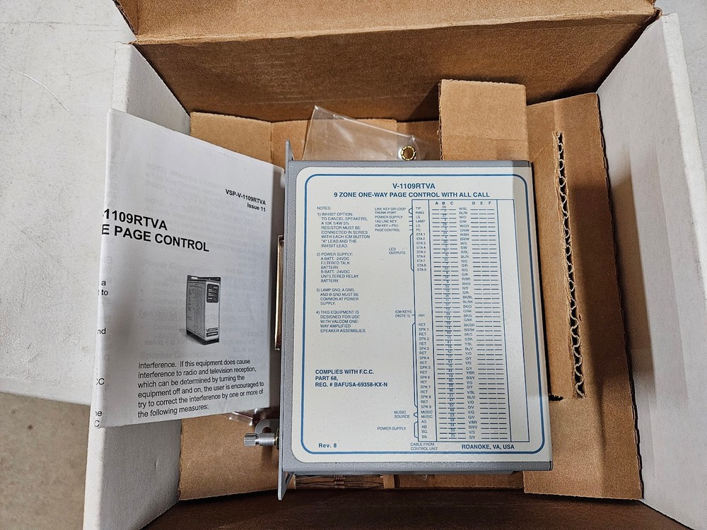 Valcom V-1109RTVA 9-Zone Page Control Intercom