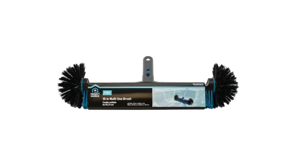 Project Source 18-in Plastic Wall brush Pool Brush Safe for Concrete Surfaces