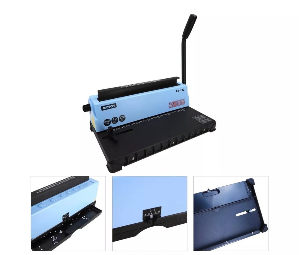 Rayson TD-132 Binding Machine Punch 12 Sheets/Bind 120 Sheets with Sturdy Met...