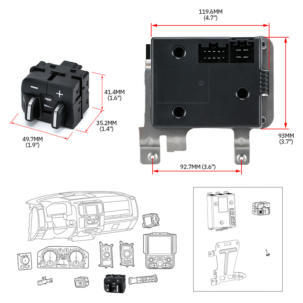 Trailer Brake Controller Module W/ Switch Kit For 1500 Classic 19-21 82215040AB