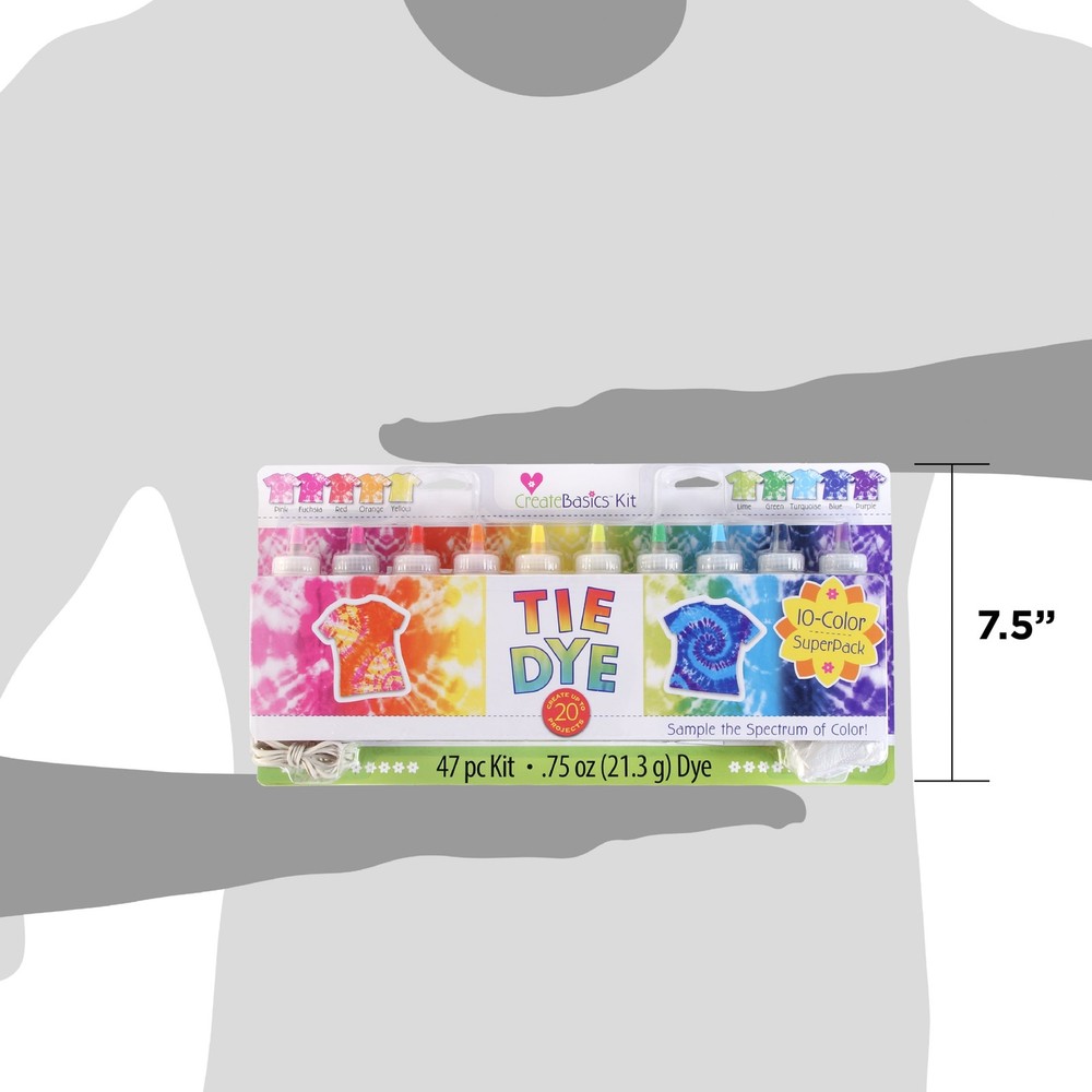 Create Basics 10 Color Tie Dye Kit, Rainbow Colors