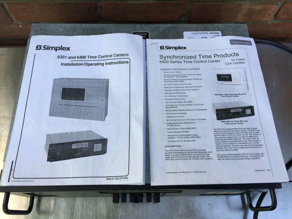 Simplex 6400-9004 Master Time Control Center
