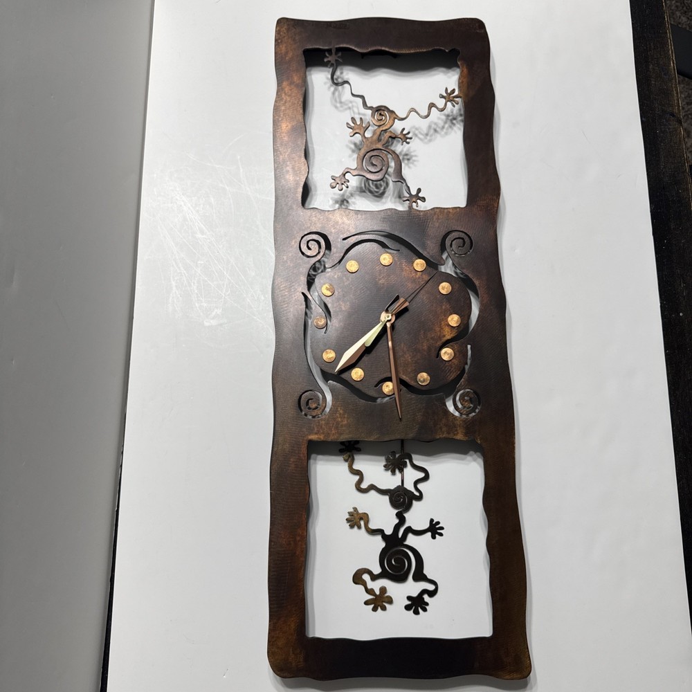 Heavy Metal Rectangular Shaped Clock MCM With Pendulum